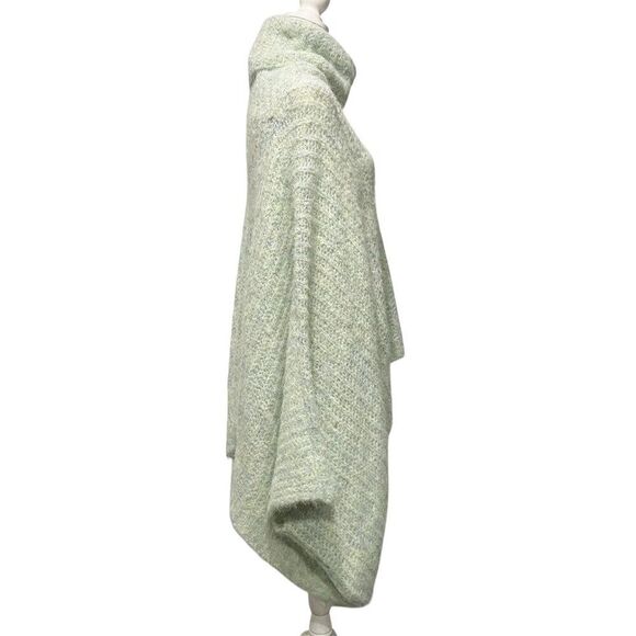 Anthropologie Cozy Knit Poncho in Light Green Mint Turtleneck SuperSoft OS - Picture 4 of 12